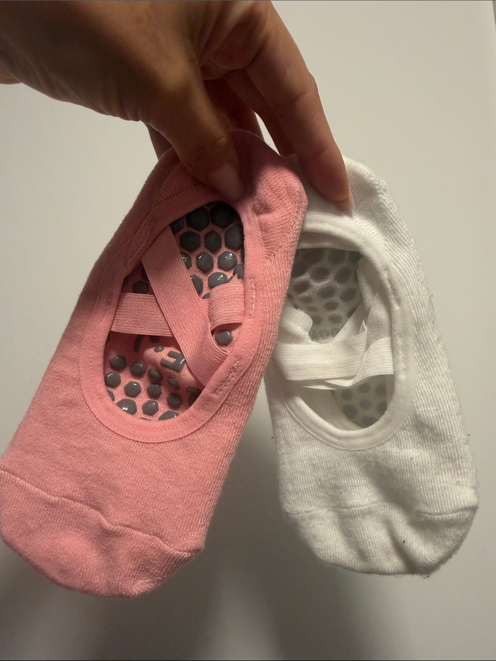 Non-Slip No-Show Socks  - Pink & White